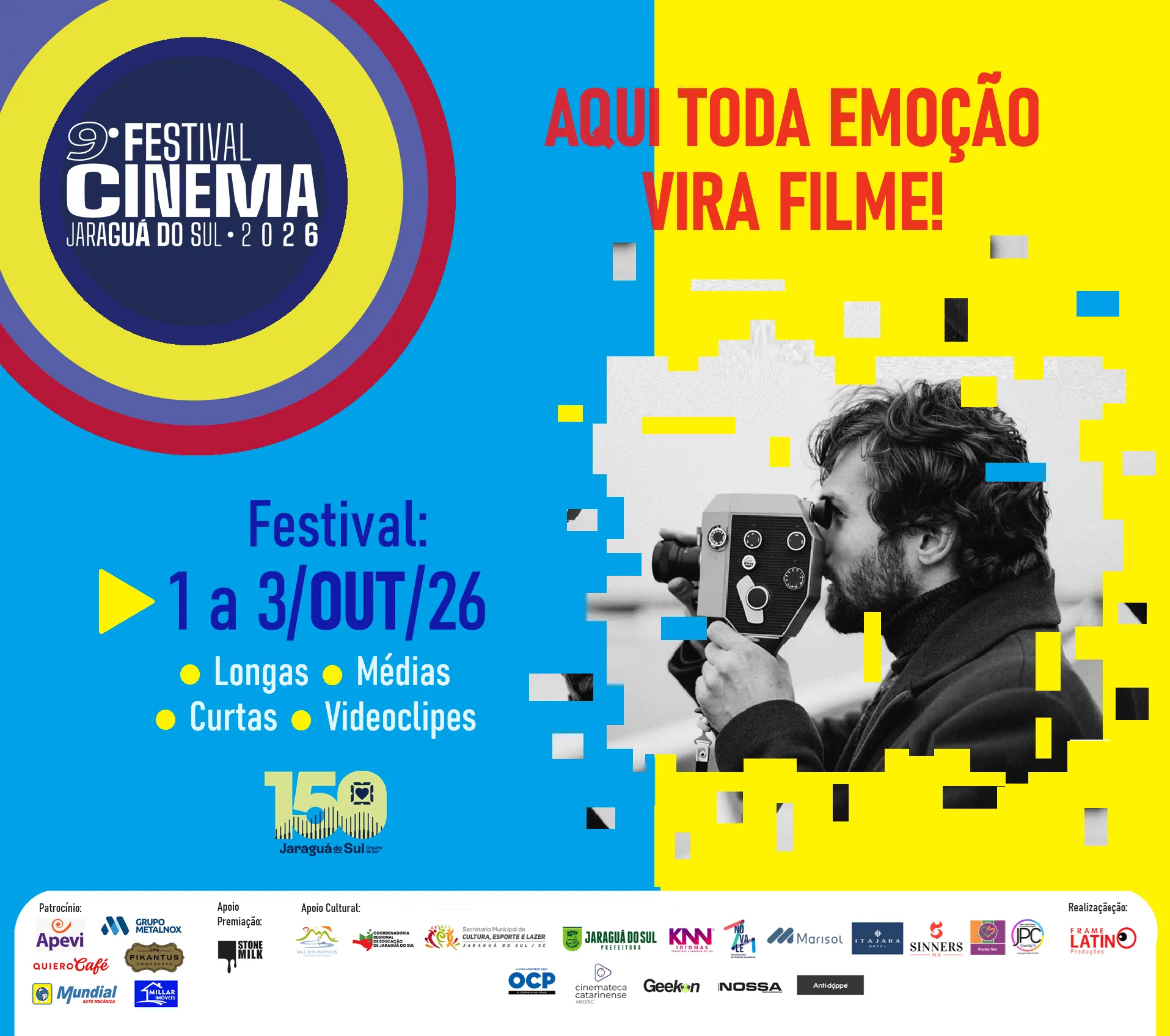 Banner do 9° Festival de Cinema de Jaraguá do Sul, edição 2026.